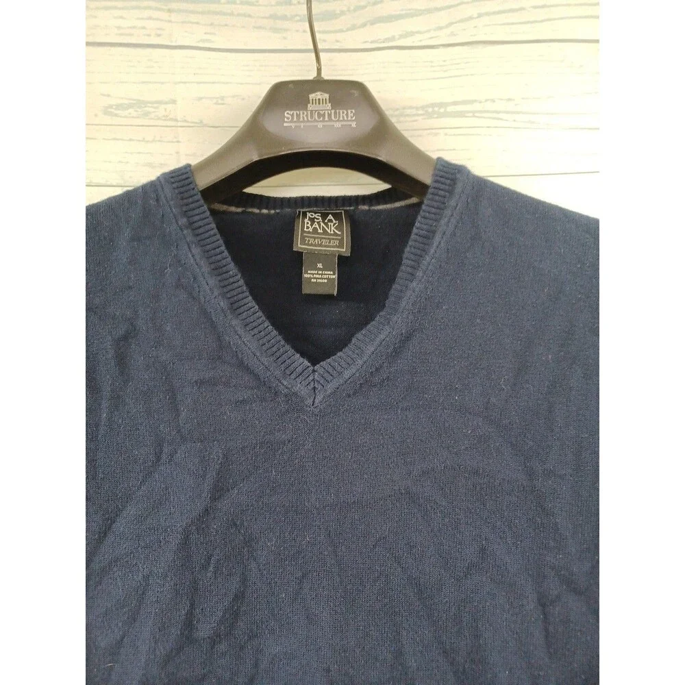 Jos A Bank Travelers Sweater 100% Pima Cotton Navyblue XL  V-Neck